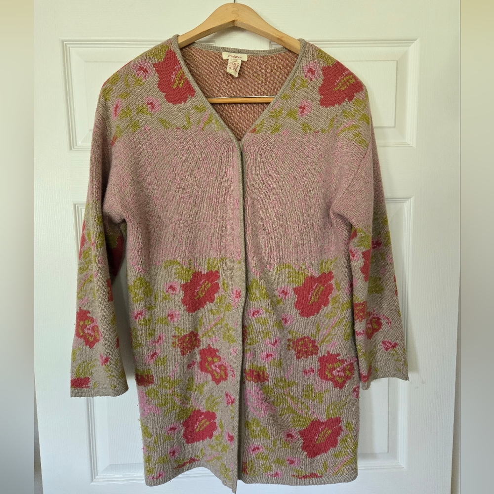 Sundance Floral Knit Cardigan in Pink and Green